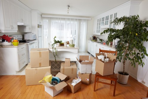 Household items loaded into a moving truck
